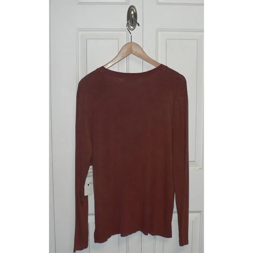 Treasure & Bond Womens Mineral Wash Long Sleeve T-Shirt Rust Sequoia Large‎ $45
